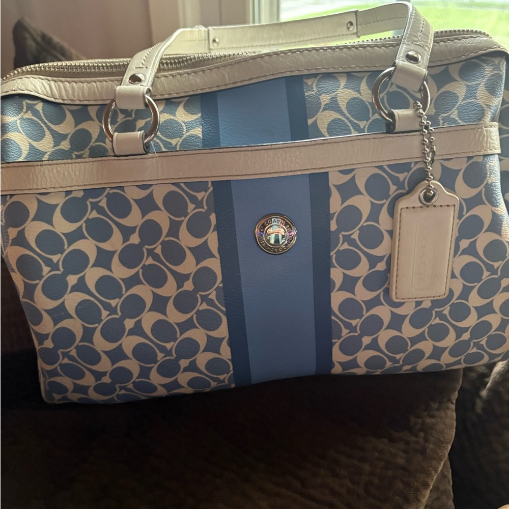 Coach Chelsea , Signature Blue and Cream Satchel one of their classics